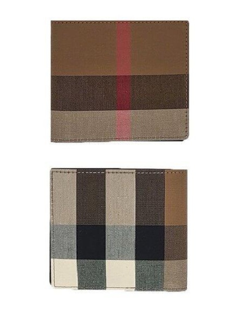 Burberry Men's Check Card Holder Wallet - Brown, Beige & Red Stripe